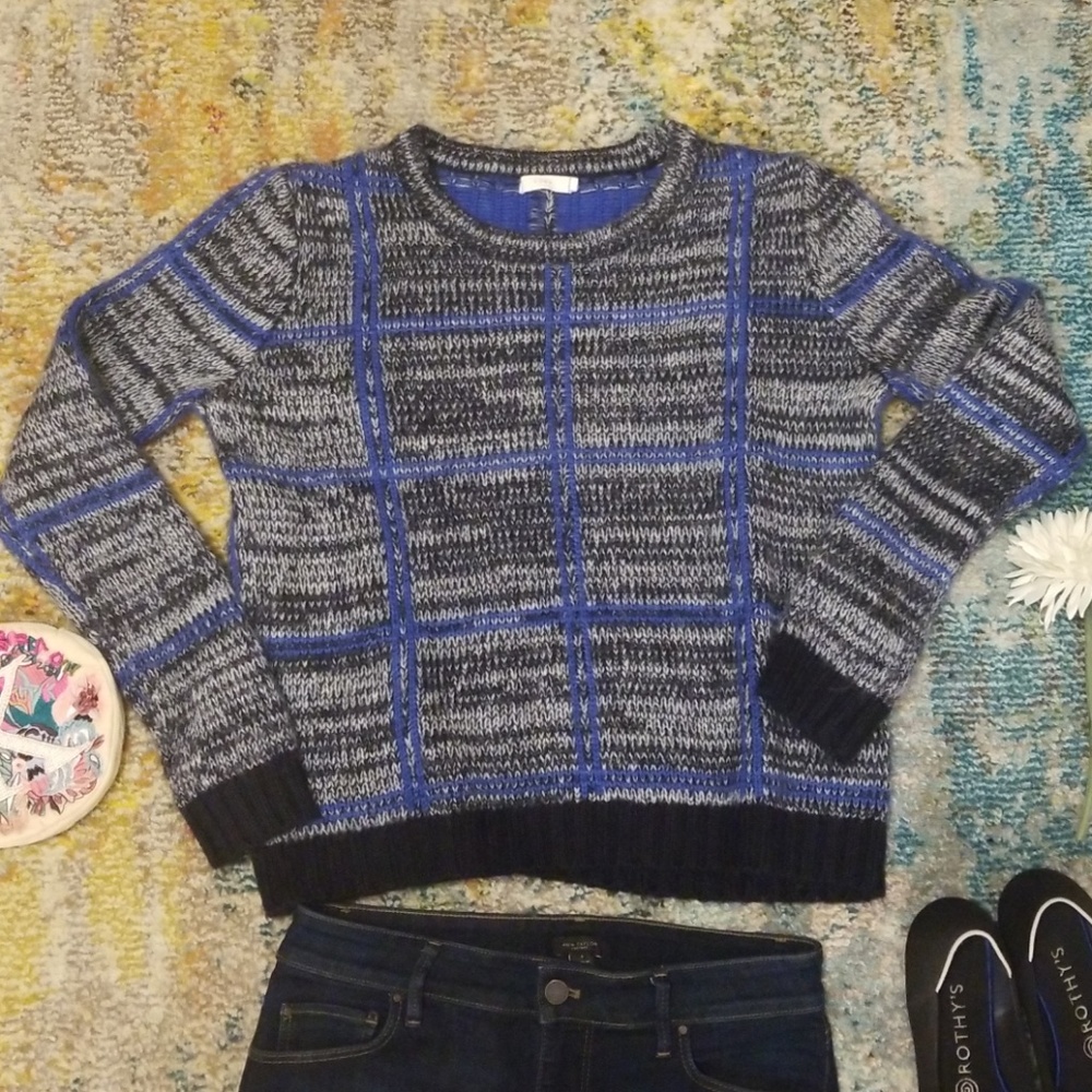Lush Warm Knit Windowpane Sweater